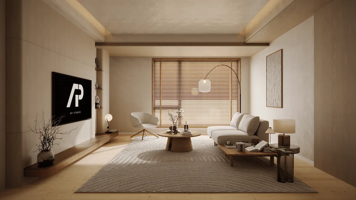 Contemporary apartment living room interior visualization
