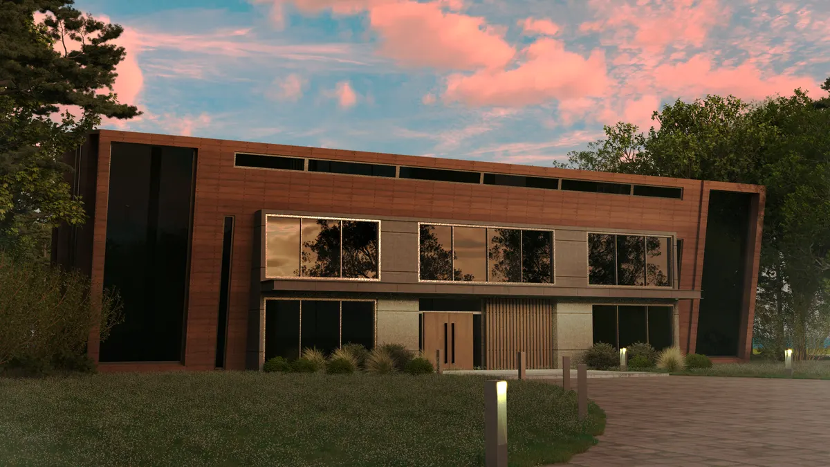 Photorealistic exterior CGI of a contemporary detached house